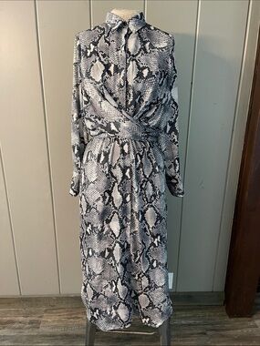 Witchery Dress Black Gray Snake Reptile Mob Wife Quiet Luxury Boho Maximalism
